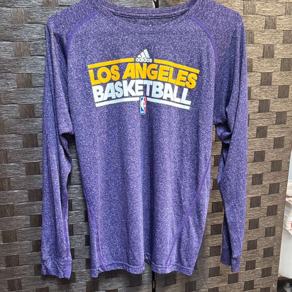 Adidas Purple Los Angeles Basketball Long Sleeve Shirt - Picture 1 of 4